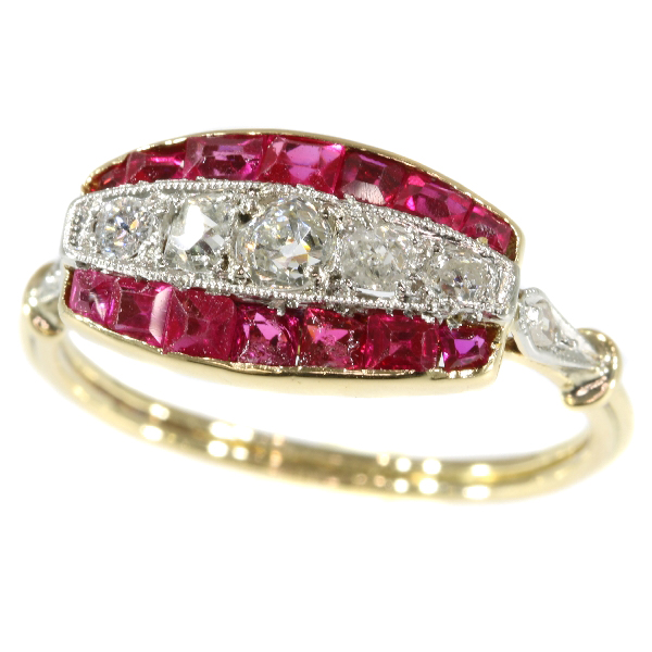 Art Deco diamond and ruby ring